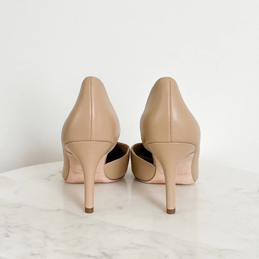 NEW VINCE Tiana Square Toe Leather Pump in Tan Size 9